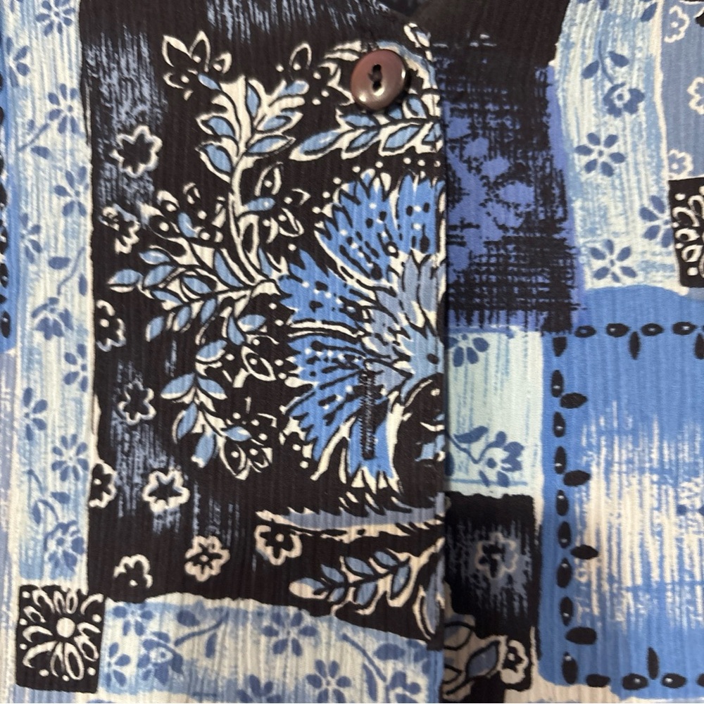 Jaclyn Smith Blue Patchwork Blouse - image 3